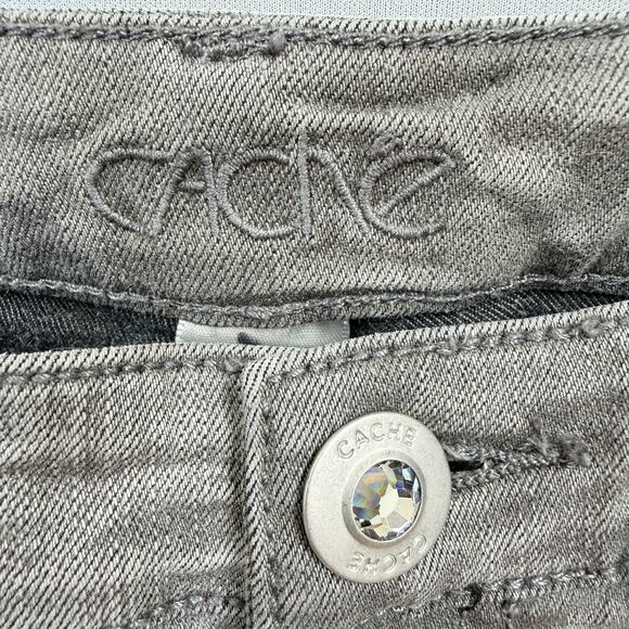 CACHE Skinny Jeans Rhinestone Detail Women’s 8 Gray Silver Stretch - Picture 6 of 11